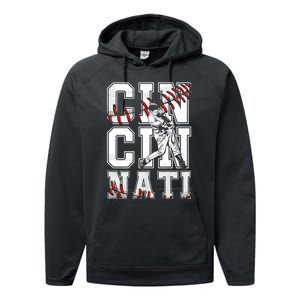 Cincinnati Retro Baseball Lover Met At Game Day Performance Fleece Hoodie