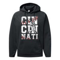 Cincinnati Retro Baseball Lover Met At Game Day Performance Fleece Hoodie