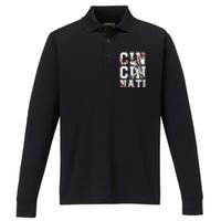 Cincinnati Retro Baseball Lover Met At Game Day Performance Long Sleeve Polo