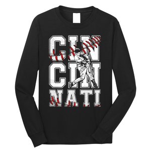 Cincinnati Retro Baseball Lover Met At Game Day Long Sleeve Shirt