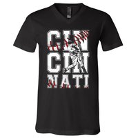 Cincinnati Retro Baseball Lover Met At Game Day V-Neck T-Shirt