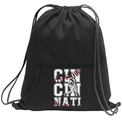 Cincinnati Retro Baseball Lover Met At Game Day Sweatshirt Cinch Pack Bag