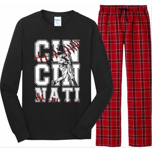 Cincinnati Retro Baseball Lover Met At Game Day Long Sleeve Pajama Set