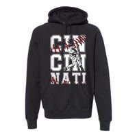 Cincinnati Retro Baseball Lover Met At Game Day Premium Hoodie