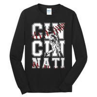 Cincinnati Retro Baseball Lover Met At Game Day Tall Long Sleeve T-Shirt