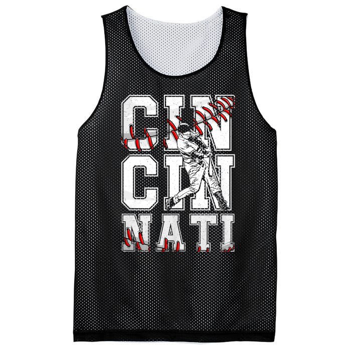 Cincinnati Retro Baseball Lover Met At Game Day Mesh Reversible Basketball Jersey Tank