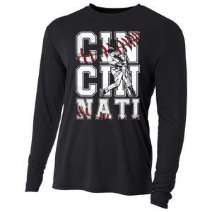 Cincinnati Retro Baseball Lover Met At Game Day Cooling Performance Long Sleeve Crew