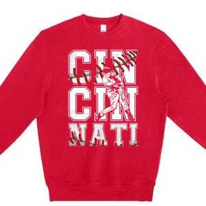 Cincinnati Retro Baseball Lover Met At Game Day Premium Crewneck Sweatshirt