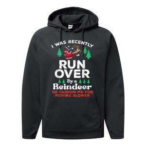 Christmas Runover By Reindeer Funny Xmas Performance Fleece Hoodie