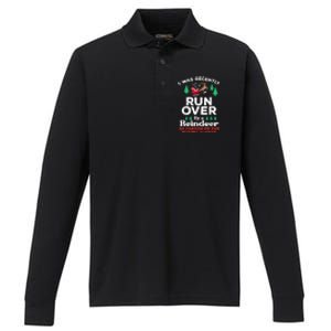 Christmas Runover By Reindeer Funny Xmas Performance Long Sleeve Polo