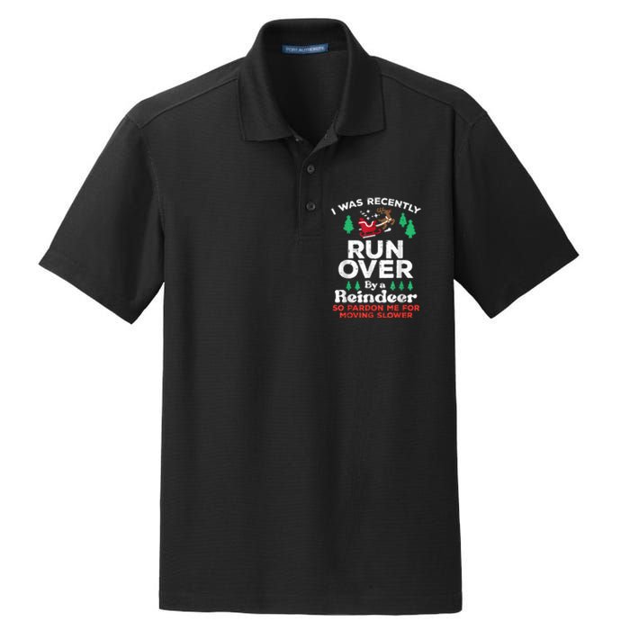 Christmas Runover By Reindeer Funny Xmas Dry Zone Grid Polo