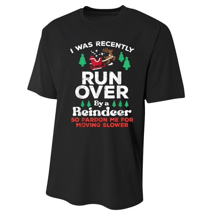 Christmas Runover By Reindeer Funny Xmas Performance Sprint T-Shirt