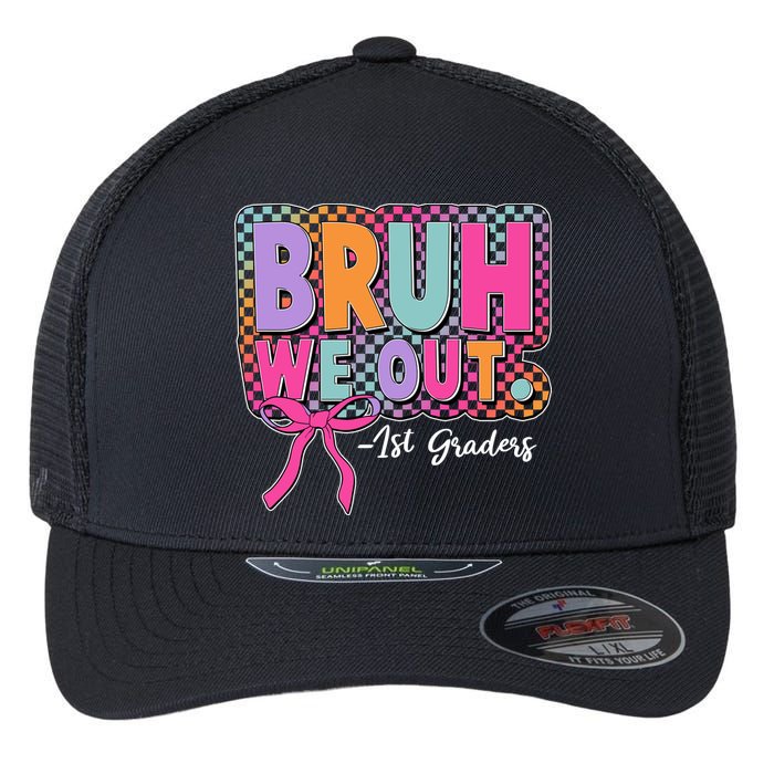 Cute Retro Bruh We Out First Graders Flexfit Unipanel Trucker Cap