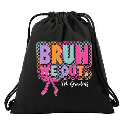 Cute Retro Bruh We Out First Graders Drawstring Bag
