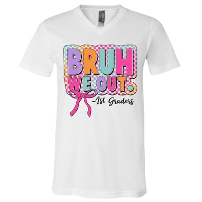 Cute Retro Bruh We Out First Graders V-Neck T-Shirt