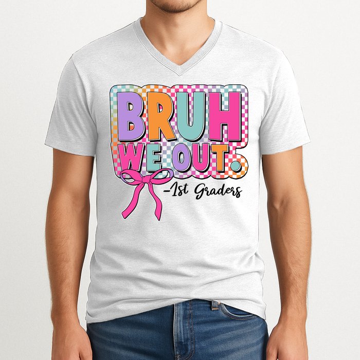 Cute Retro Bruh We Out First Graders V-Neck T-Shirt