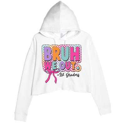 Cute Retro Bruh We Out First Graders Crop Fleece Hoodie