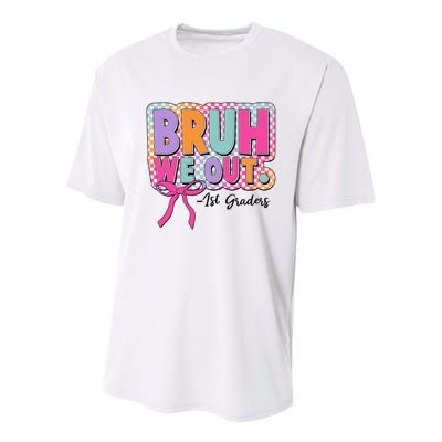 Cute Retro Bruh We Out First Graders Youth Performance Sprint T-Shirt