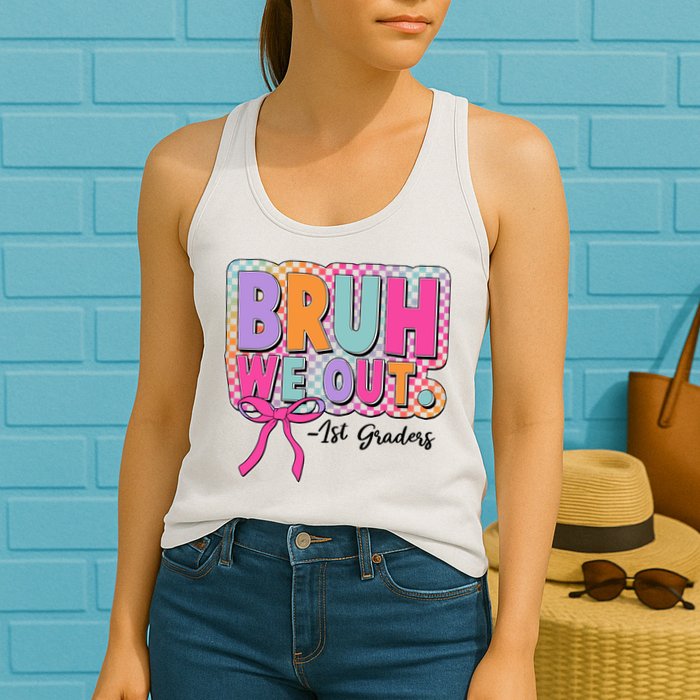 Cute Retro Bruh We Out First Graders Womens Tank Top