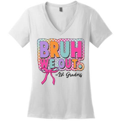 Cute Retro Bruh We Out First Graders Women's V-Neck T-Shirt