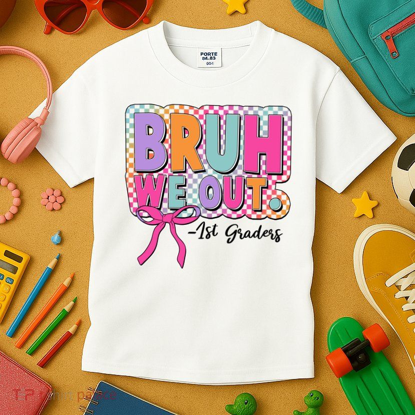 Cute Retro Bruh We Out First Graders Kids T-Shirt