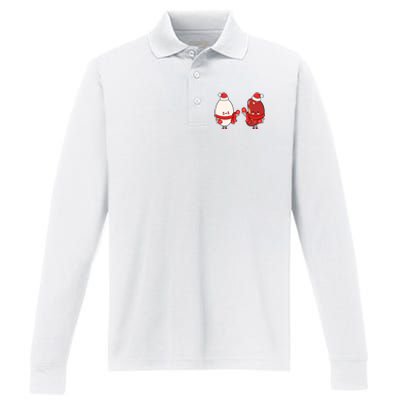 Cute Red Beans And Rice Performance Long Sleeve Polo