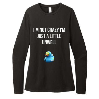 Crazy Retro Blue Duck I'M NOT CRAZY I'M JUST A LITTLE UNWELL Womens CVC Long Sleeve Shirt