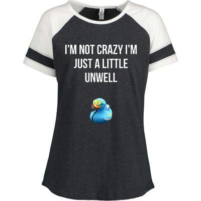 Crazy Retro Blue Duck I'M NOT CRAZY I'M JUST A LITTLE UNWELL Enza Ladies Jersey Colorblock Tee