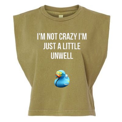 Crazy Retro Blue Duck I'M NOT CRAZY I'M JUST A LITTLE UNWELL Garment-Dyed Women's Muscle Tee