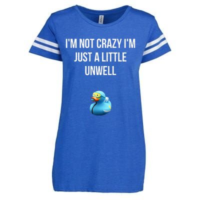 Crazy Retro Blue Duck I'M NOT CRAZY I'M JUST A LITTLE UNWELL Enza Ladies Jersey Football T-Shirt