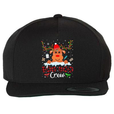 Christmas Reindeer Boo Boo Crew Nurse Buffalo Plaid Xmas Wool Snapback Cap