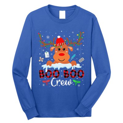 Christmas Reindeer Boo Boo Crew Nurse Buffalo Plaid Xmas Long Sleeve Shirt