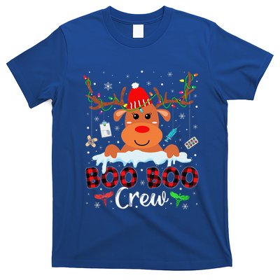 Christmas Reindeer Boo Boo Crew Nurse Buffalo Plaid Xmas T-Shirt