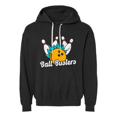 Classic Retro Bowling Team Name Ball Busters League Night Garment-Dyed Fleece Hoodie