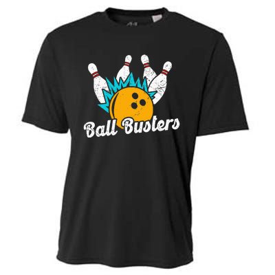 Classic Retro Bowling Team Name Ball Busters League Night Cooling Performance Crew T-Shirt