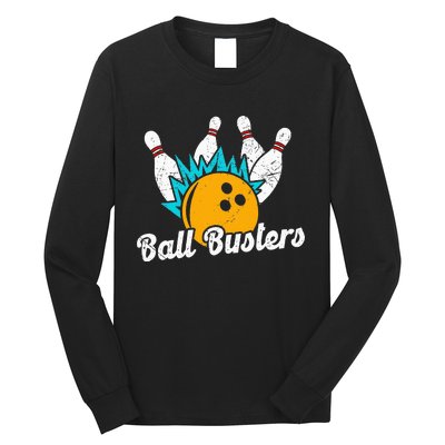 Classic Retro Bowling Team Name Ball Busters League Night Long Sleeve Shirt