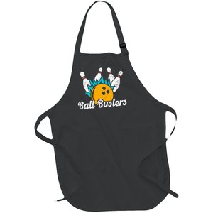 Classic Retro Bowling Team Name Ball Busters League Night Full-Length Apron With Pockets