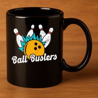 Classic Retro Bowling Team Name Ball Busters League Night 11oz C Handle Ceramic Mug