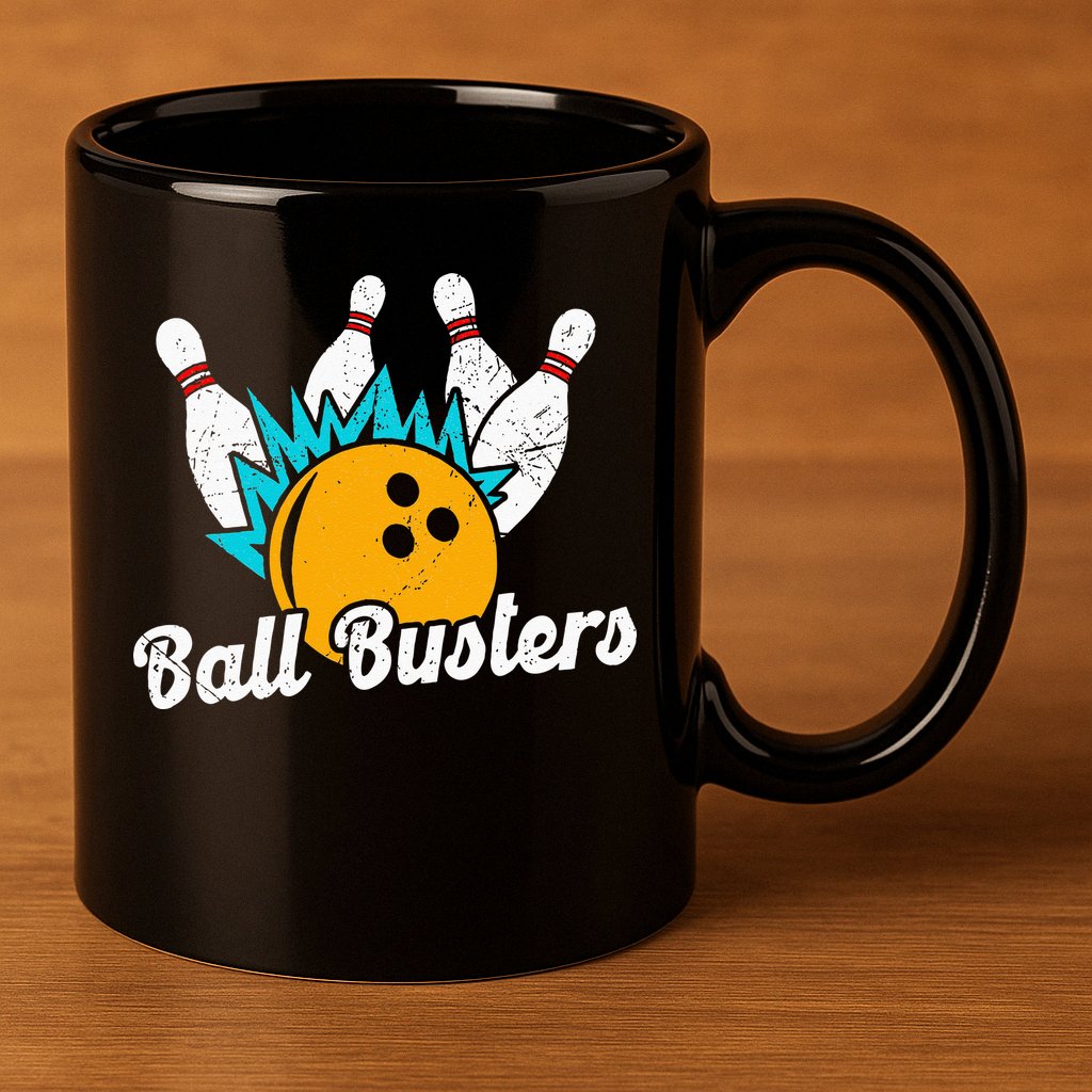 Classic Retro Bowling Team Name Ball Busters League Night 11oz C Handle Ceramic Mug