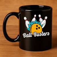Classic Retro Bowling Team Name Ball Busters League Night 11oz C Handle Ceramic Mug