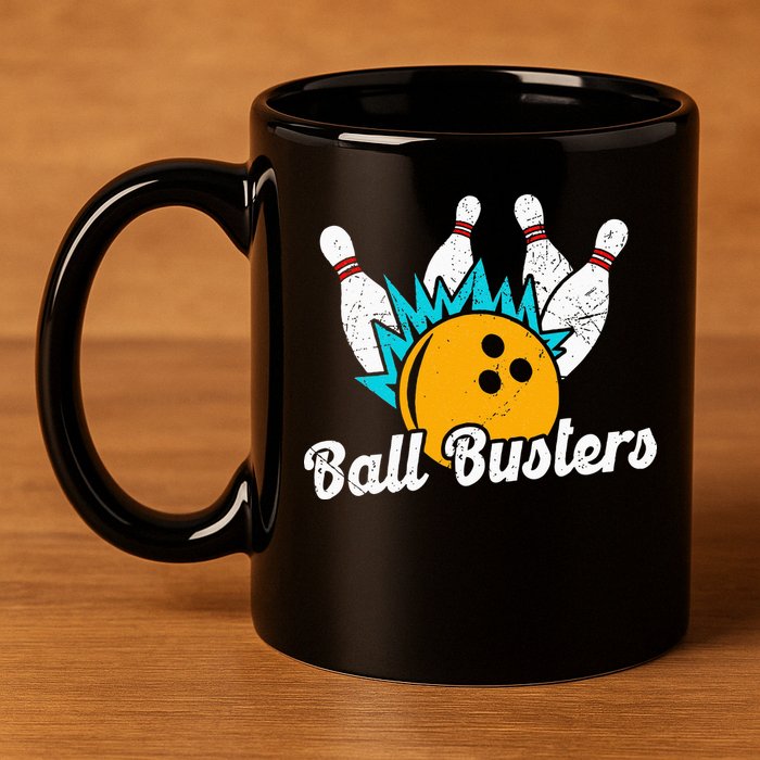 Classic Retro Bowling Team Name Ball Busters League Night 11oz C Handle Ceramic Mug