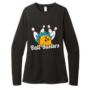 Classic Retro Bowling Team Name Ball Busters League Night Womens CVC Long Sleeve Shirt