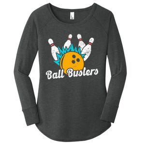 Classic Retro Bowling Team Name Ball Busters League Night Women's Perfect Tri Tunic Long Sleeve Shirt