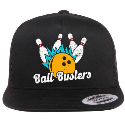 Classic Retro Bowling Team Name Ball Busters League Night Flatbill Hat