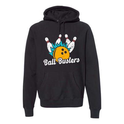 Classic Retro Bowling Team Name Ball Busters League Night Premium Hoodie