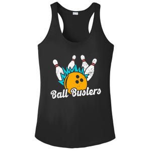 Classic Retro Bowling Team Name Ball Busters League Night Ladies PosiCharge Competitor Racerback Tank