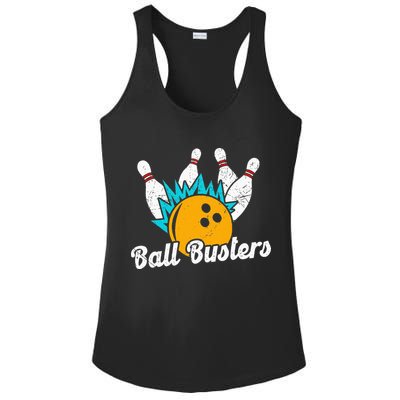 Classic Retro Bowling Team Name Ball Busters League Night Ladies PosiCharge Competitor Racerback Tank