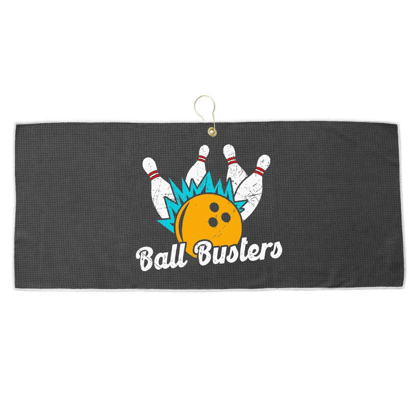 Classic Retro Bowling Team Name Ball Busters League Night Large Microfiber Waffle Golf Towel