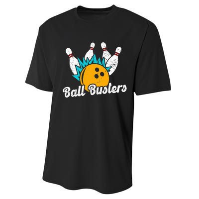 Classic Retro Bowling Team Name Ball Busters League Night Performance Sprint T-Shirt