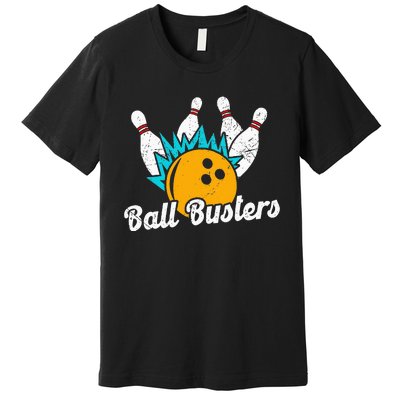 Classic Retro Bowling Team Name Ball Busters League Night Premium T-Shirt